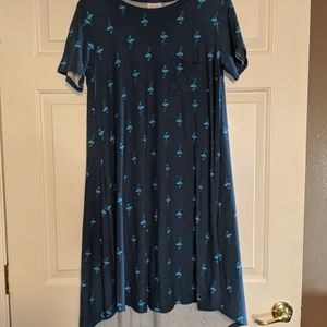 LLR high low dress with blue flamingos size Small